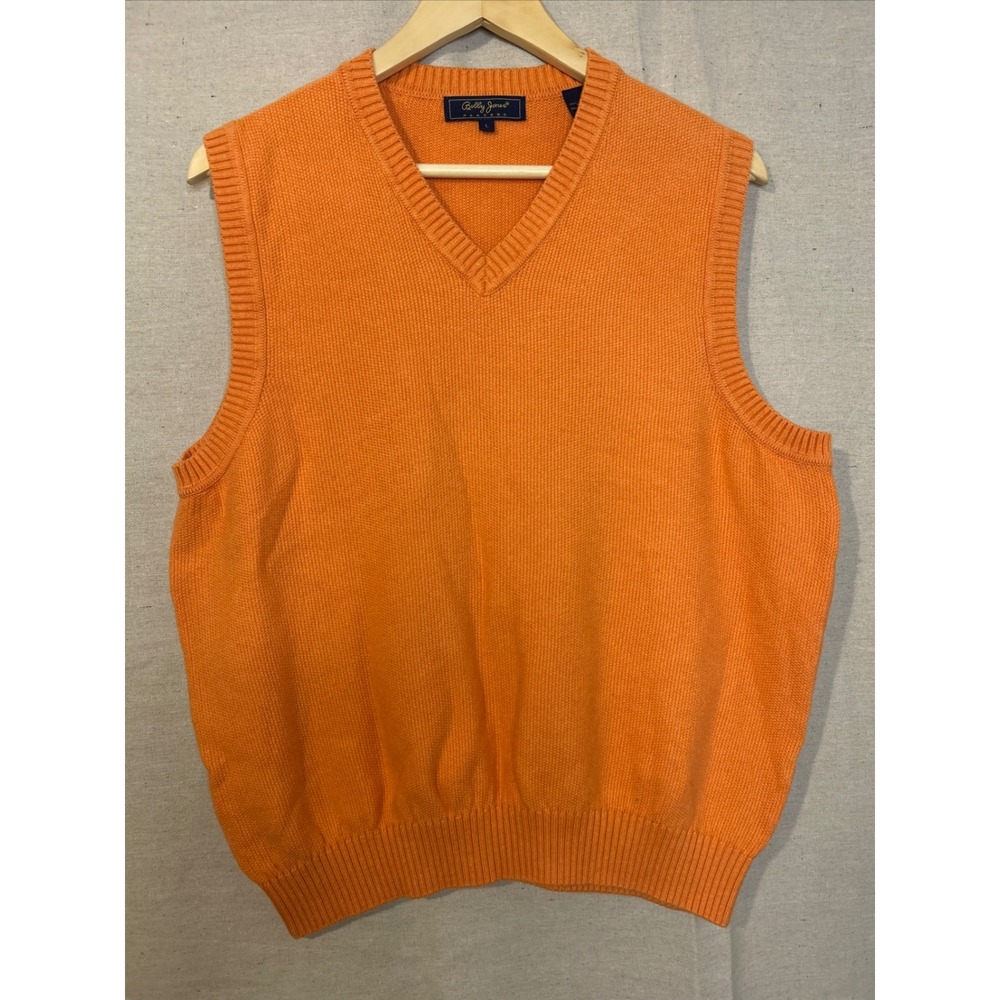 Bobby Jones Players V-Neck Sweater Vest Orange Mens Size Large